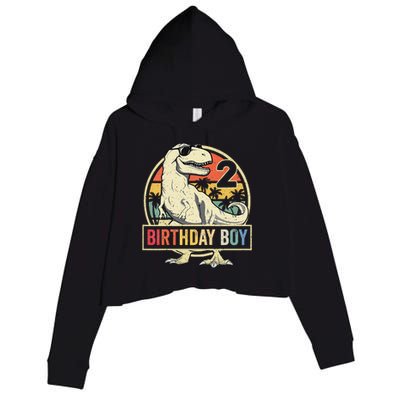 Kids 2 Year Old 2nd Birthday Boy T Rex Dinosaur Crop Fleece Hoodie