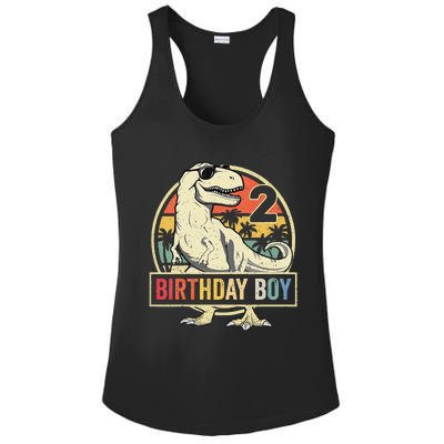 Kids 2 Year Old 2nd Birthday Boy T Rex Dinosaur Ladies PosiCharge Competitor Racerback Tank