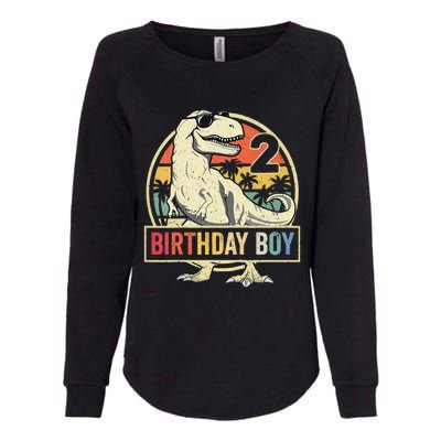 Kids 2 Year Old 2nd Birthday Boy T Rex Dinosaur Womens California Wash Sweatshirt