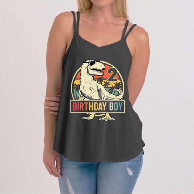 Kids 2 Year Old 2nd Birthday Boy T Rex Dinosaur Women's Strappy Tank