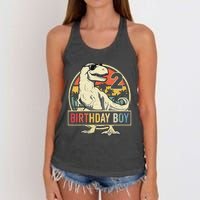 Kids 2 Year Old 2nd Birthday Boy T Rex Dinosaur Women's Knotted Racerback Tank