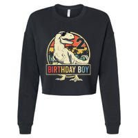 Kids 2 Year Old 2nd Birthday Boy T Rex Dinosaur Cropped Pullover Crew