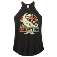 Kids 2 Year Old 2nd Birthday Boy T Rex Dinosaur Women's Perfect Tri Rocker Tank