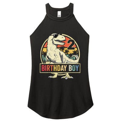 Kids 2 Year Old 2nd Birthday Boy T Rex Dinosaur Women's Perfect Tri Rocker Tank