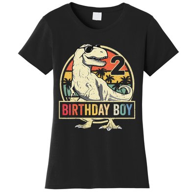 Kids 2 Year Old 2nd Birthday Boy T Rex Dinosaur Women's T-Shirt