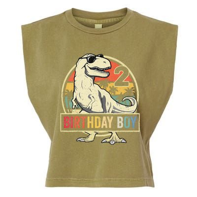 Kids 2 Year Old 2nd Birthday Boy T Rex Dinosaur Garment-Dyed Women's Muscle Tee