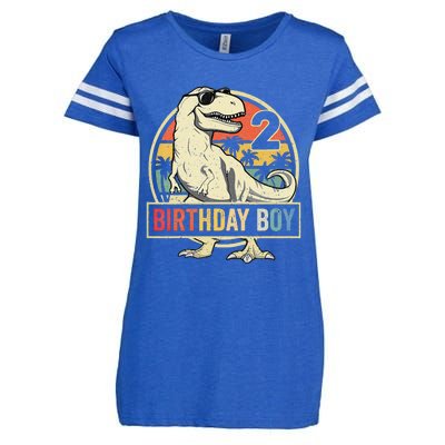 Kids 2 Year Old 2nd Birthday Boy T Rex Dinosaur Enza Ladies Jersey Football T-Shirt