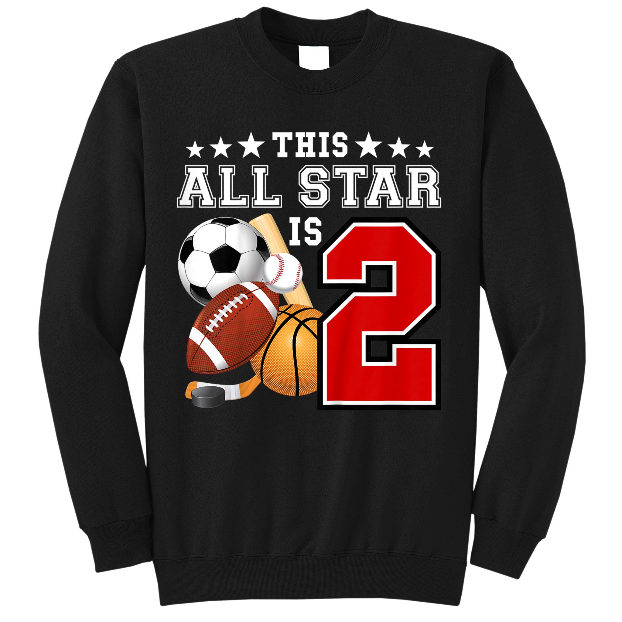 Kids 2 Year Old Sports Star Birthday Party All Sport 2nd Sweatshirt