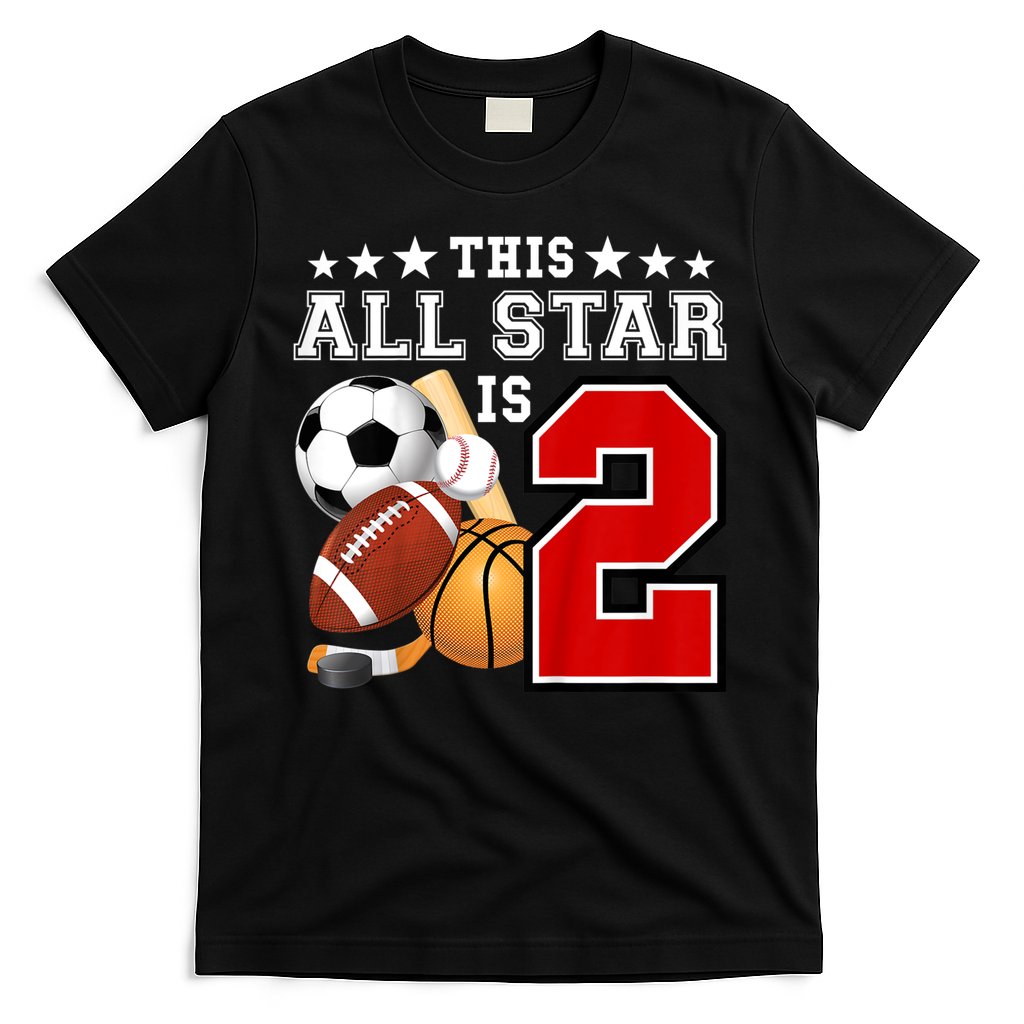 Kids 2 Year Old Sports Star Birthday Party All Sport 2nd T-Shirt