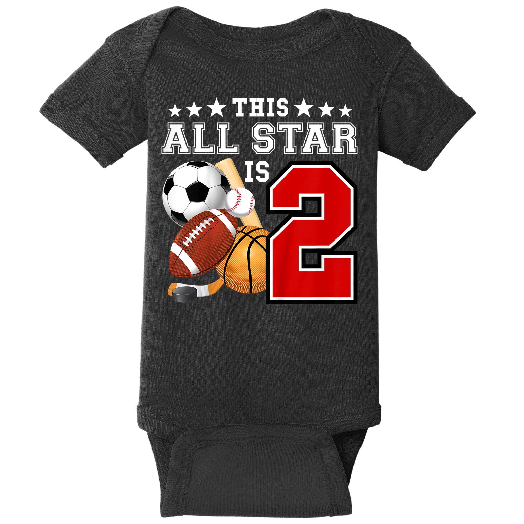 Kids 2 Year Old Sports Star Birthday Party All Sport 2nd Baby Bodysuit
