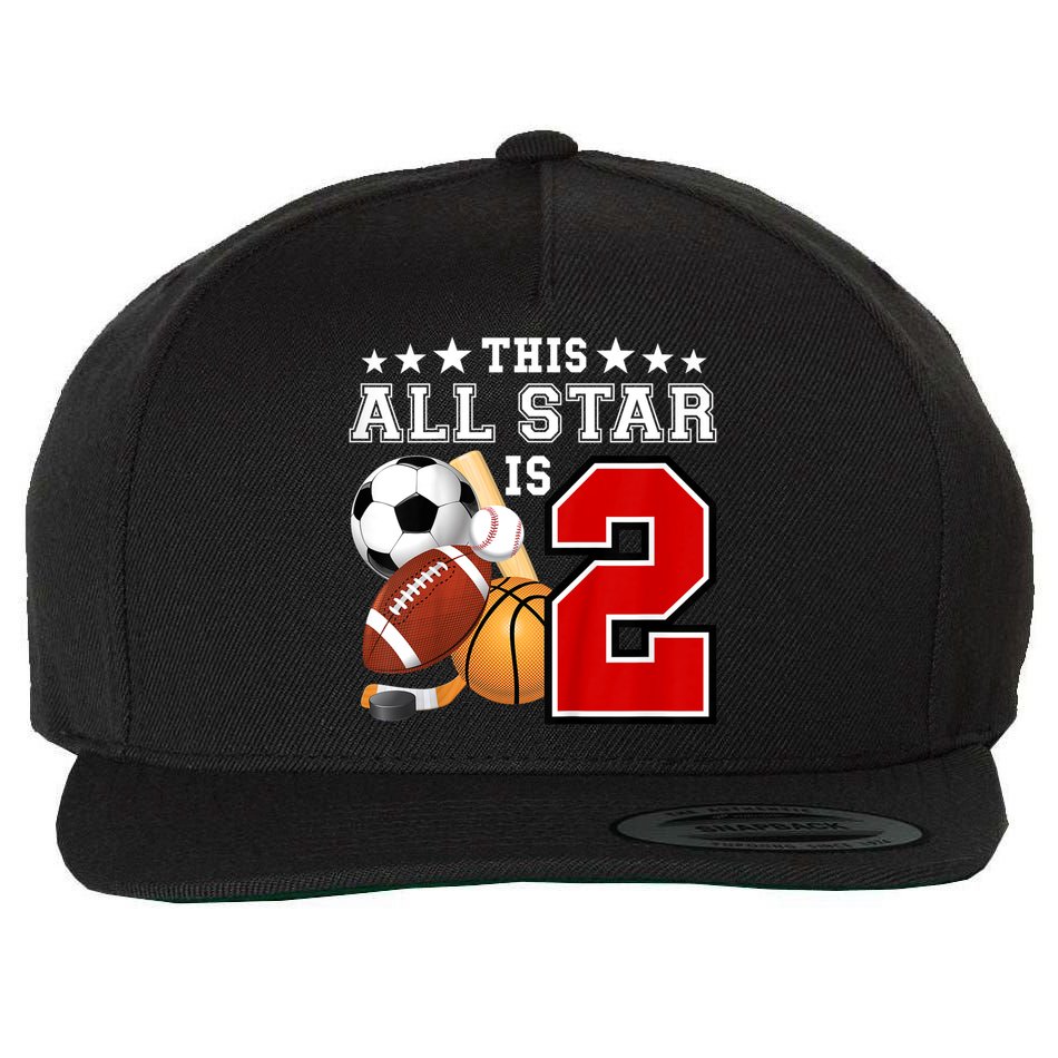 Kids 2 Year Old Sports Star Birthday Party All Sport 2nd Wool Snapback Cap