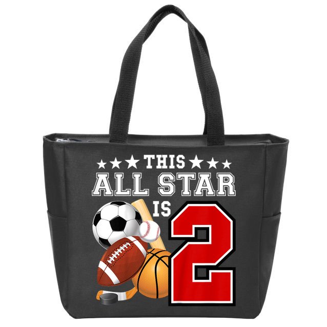 Kids 2 Year Old Sports Star Birthday Party All Sport 2nd Zip Tote Bag