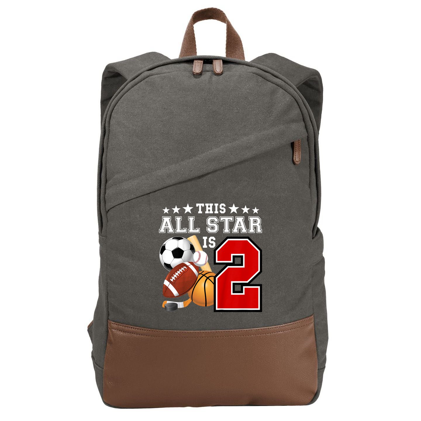 Kids 2 Year Old Sports Star Birthday Party All Sport 2nd Cotton Canvas Backpack