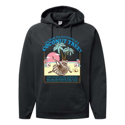 Kamala 2024 You Think You Just Fell Out Of A Coconut Tree Performance Fleece Hoodie