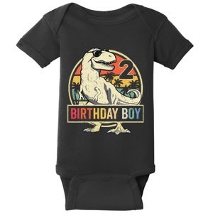 Kids 2 Year Old 2nd Birthday Boy T Rex Dinosaur Baby Bodysuit