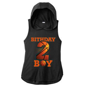 K.i.d.s 2 Years Old Basketball Boy 2nd Birthday Party Ladies PosiCharge Tri-Blend Wicking Draft Hoodie Tank