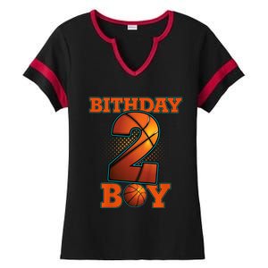 K.i.d.s 2 Years Old Basketball Boy 2nd Birthday Party Ladies Halftime Notch Neck Tee