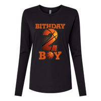 K.i.d.s 2 Years Old Basketball Boy 2nd Birthday Party Womens Cotton Relaxed Long Sleeve T-Shirt