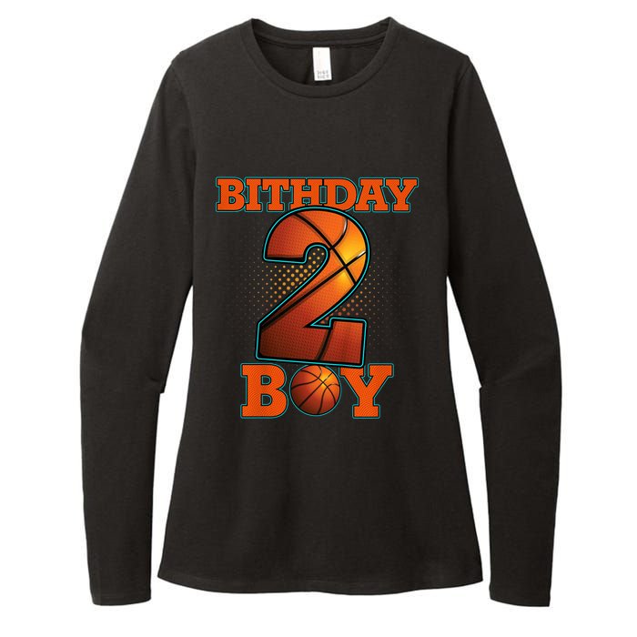 K.i.d.s 2 Years Old Basketball Boy 2nd Birthday Party Womens CVC Long Sleeve Shirt