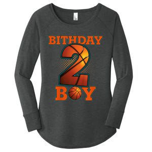 K.i.d.s 2 Years Old Basketball Boy 2nd Birthday Party Women's Perfect Tri Tunic Long Sleeve Shirt