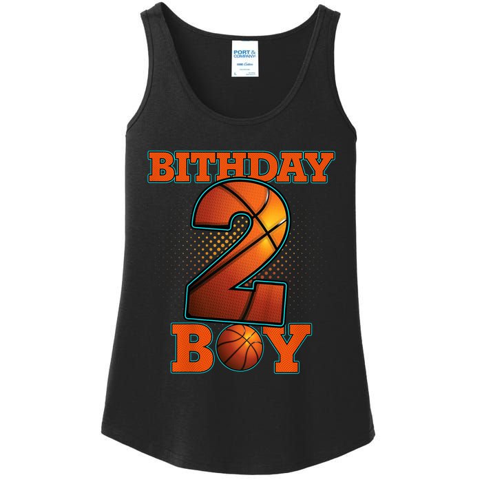 K.i.d.s 2 Years Old Basketball Boy 2nd Birthday Party Ladies Essential Tank