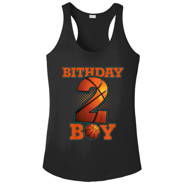 K.i.d.s 2 Years Old Basketball Boy 2nd Birthday Party Ladies PosiCharge Competitor Racerback Tank