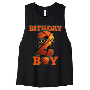 K.i.d.s 2 Years Old Basketball Boy 2nd Birthday Party Women's Racerback Cropped Tank