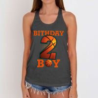 K.i.d.s 2 Years Old Basketball Boy 2nd Birthday Party Women's Knotted Racerback Tank