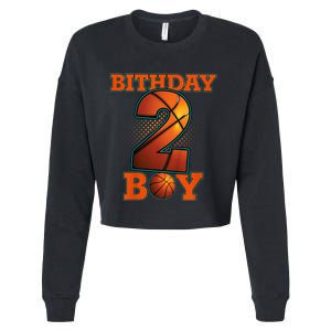 K.i.d.s 2 Years Old Basketball Boy 2nd Birthday Party Cropped Pullover Crew