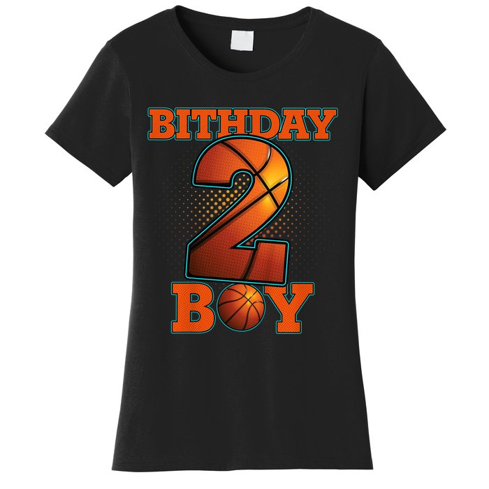 K.i.d.s 2 Years Old Basketball Boy 2nd Birthday Party Women's T-Shirt