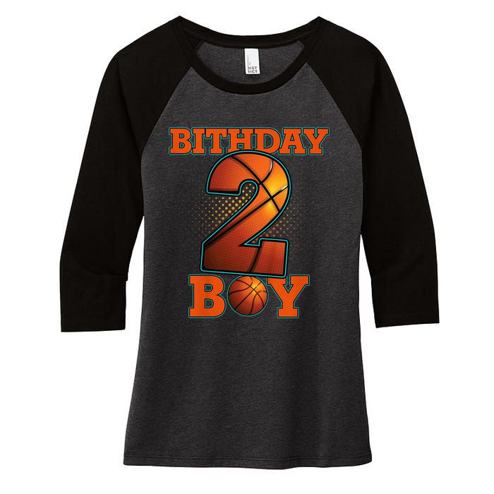 K.i.d.s 2 Years Old Basketball Boy 2nd Birthday Party Women's Tri-Blend 3/4-Sleeve Raglan Shirt