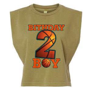 K.i.d.s 2 Years Old Basketball Boy 2nd Birthday Party Garment-Dyed Women's Muscle Tee