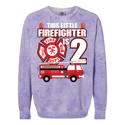 Kids 2 Year Old Firefighter Birthday Party Fire Truck 2nd Gift Colorblast Crewneck Sweatshirt