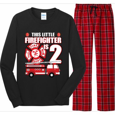 Kids 2 Year Old Firefighter Birthday Party Fire Truck 2nd Gift Long Sleeve Pajama Set