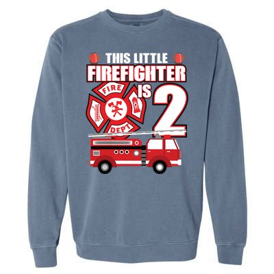 Kids 2 Year Old Firefighter Birthday Party Fire Truck 2nd Gift Garment-Dyed Sweatshirt