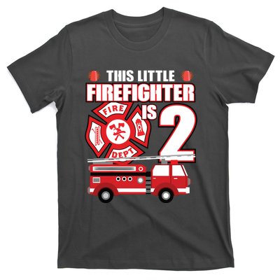 Kids 2 Year Old Firefighter Birthday Party Fire Truck 2nd Gift T-Shirt