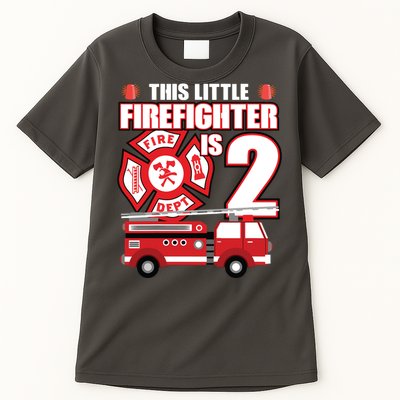 Kids 2 Year Old Firefighter Birthday Party Fire Truck 2nd Gift Tall T-Shirt