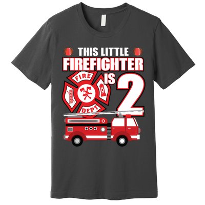 Kids 2 Year Old Firefighter Birthday Party Fire Truck 2nd Gift Premium T-Shirt