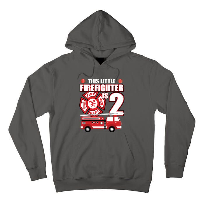 Kids 2 Year Old Firefighter Birthday Party Fire Truck 2nd Gift Tall Hoodie