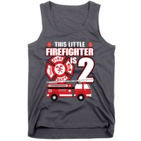 Kids 2 Year Old Firefighter Birthday Party Fire Truck 2nd Gift Tank Top