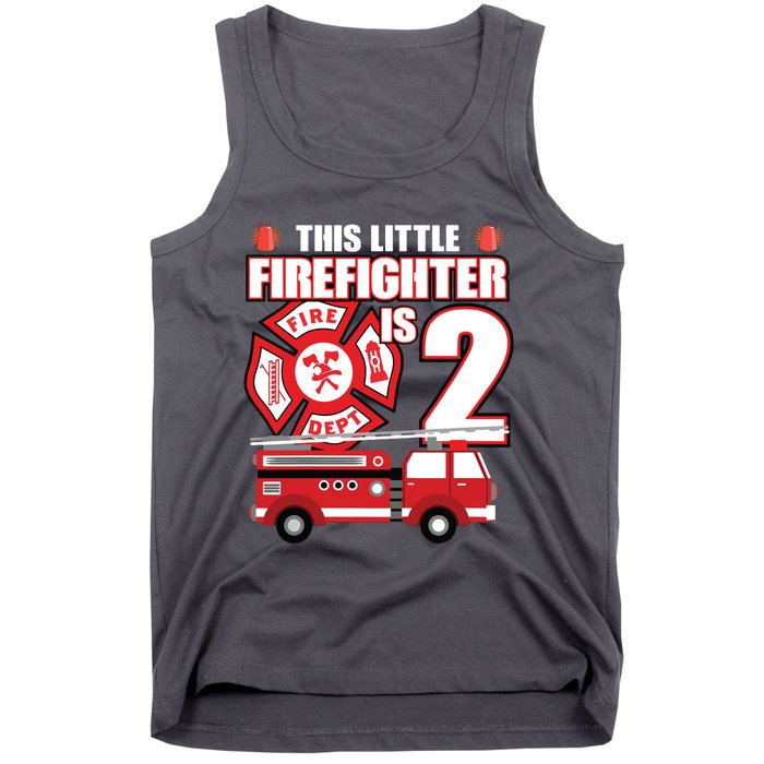 Kids 2 Year Old Firefighter Birthday Party Fire Truck 2nd Gift Tank Top