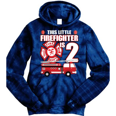 Kids 2 Year Old Firefighter Birthday Party Fire Truck 2nd Gift Tie Dye Hoodie