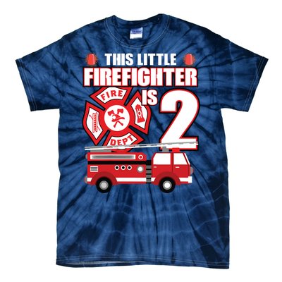 Kids 2 Year Old Firefighter Birthday Party Fire Truck 2nd Gift Tie-Dye T-Shirt