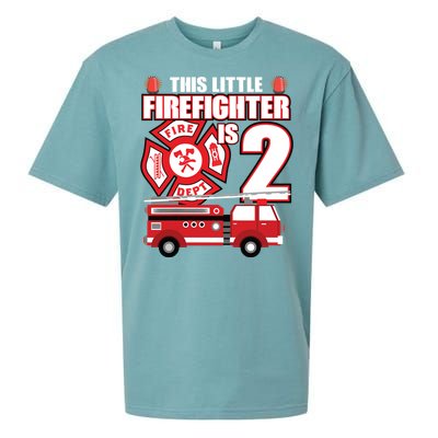 Kids 2 Year Old Firefighter Birthday Party Fire Truck 2nd Gift Sueded Cloud Jersey T-Shirt