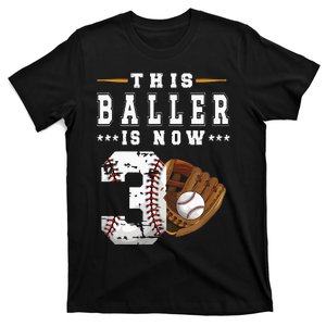 Kids 3rd Birthday Baseball Boy Three Year Old Baseball Player T-Shirt