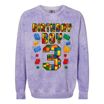 Kids 3rd Birthday Master Builder 3 Years Old Block Building Colorblast Crewneck Sweatshirt