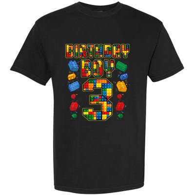 Kids 3rd Birthday Master Builder 3 Years Old Block Building Garment-Dyed Heavyweight T-Shirt