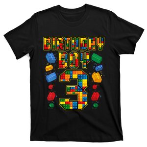 Kids 3rd Birthday Master Builder 3 Years Old Block Building T-Shirt