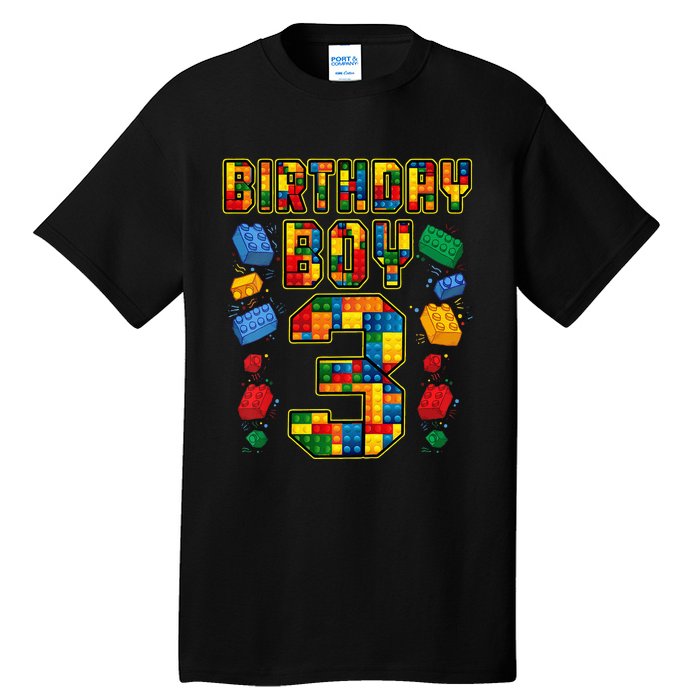 Kids 3rd Birthday Master Builder 3 Years Old Block Building Tall T-Shirt