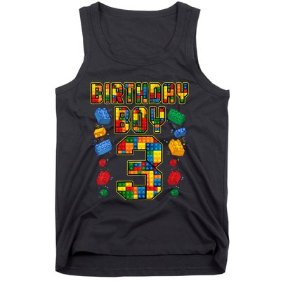 Kids 3rd Birthday Master Builder 3 Years Old Block Building Tank Top